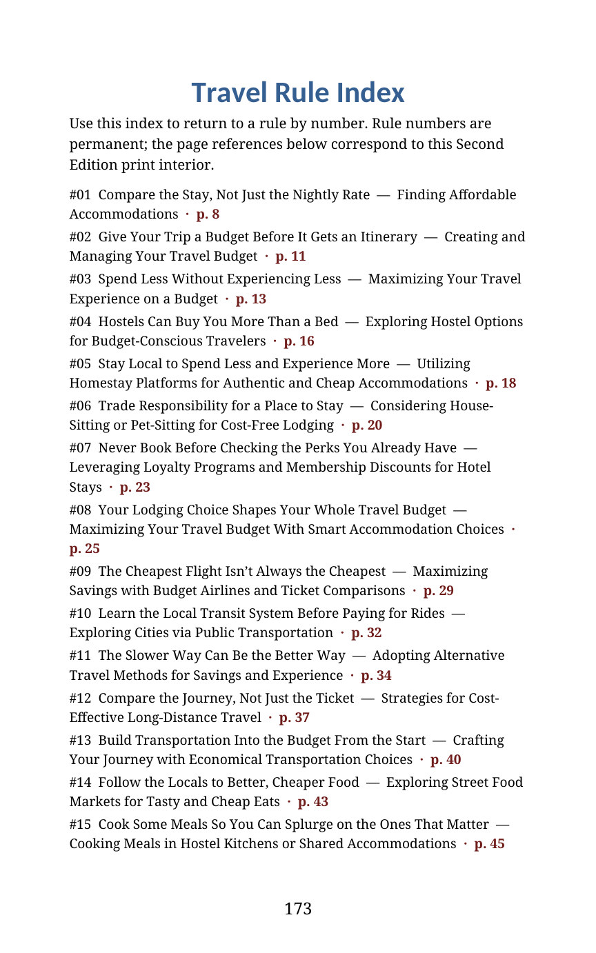 Actual Travel Rule Index page